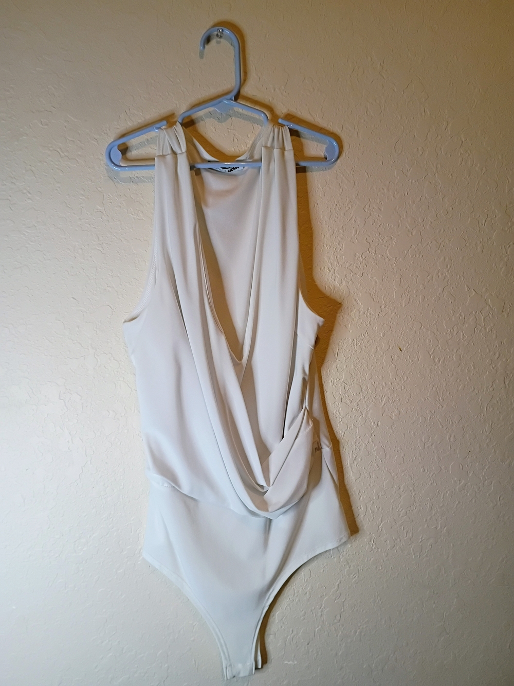 Fashion Nova Ivory Draped V-Neck Bodysuit